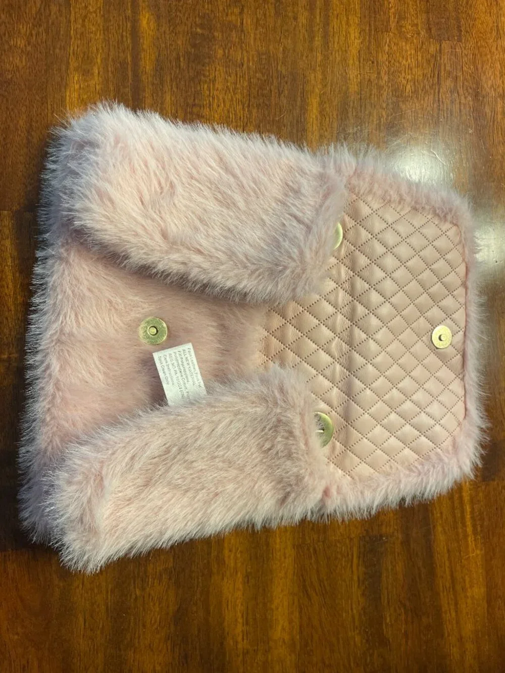 FAO Schwarz Baby Doll Pink Fuzzy Faux FurPad Diaper Bag/Changing Pad